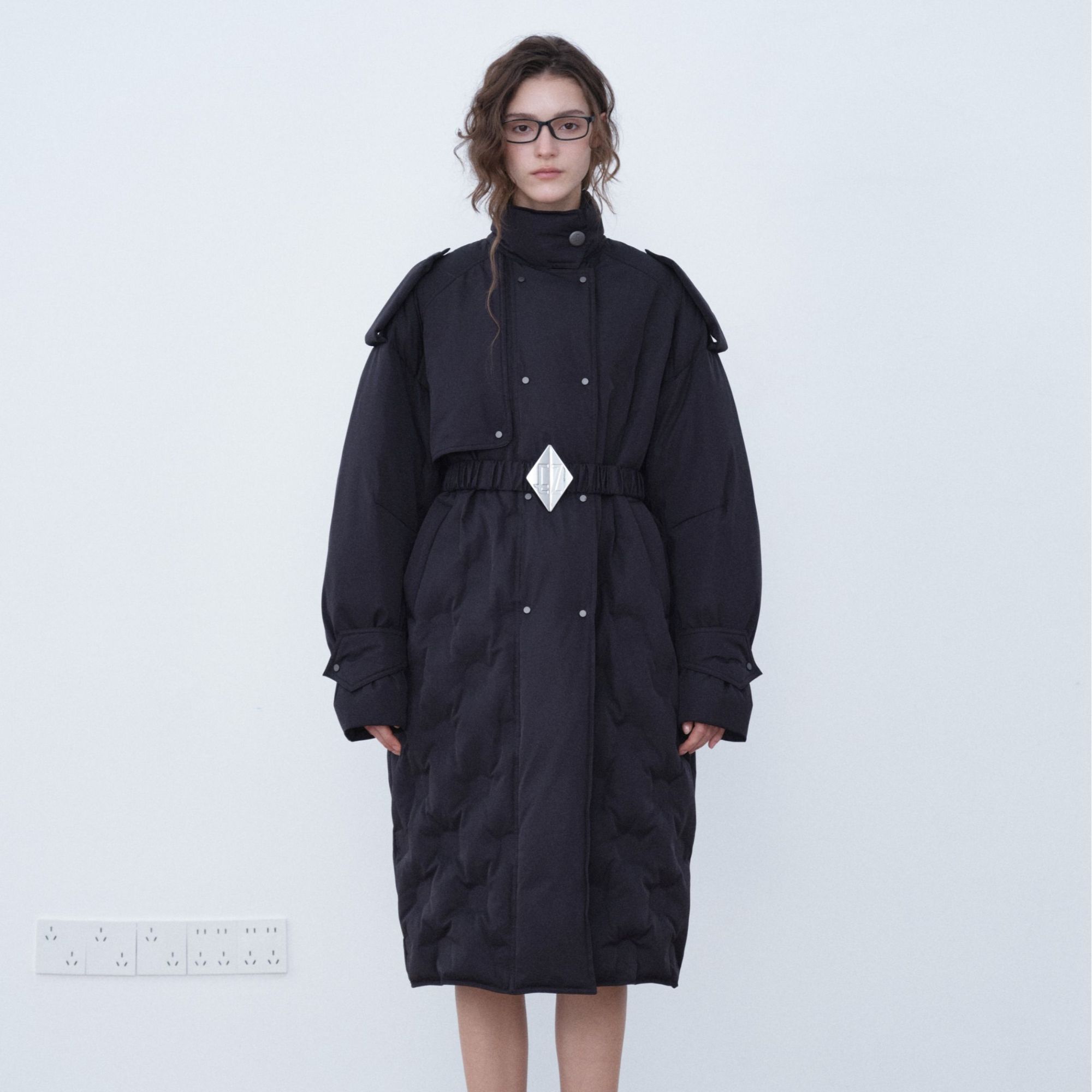 【EOEZ】2026年新款高质廓形风衣带腰带长款鹅绒服EZY7127