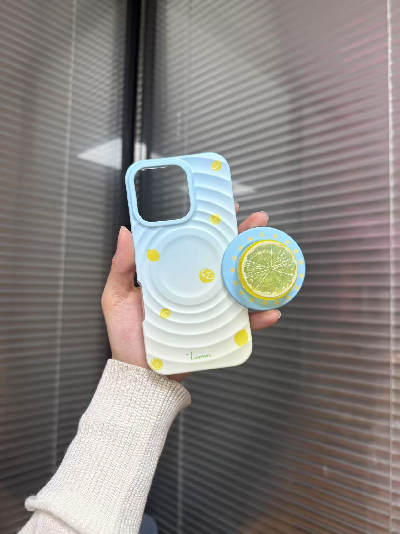 清爽柠檬片波漾磁吸手机壳一套
