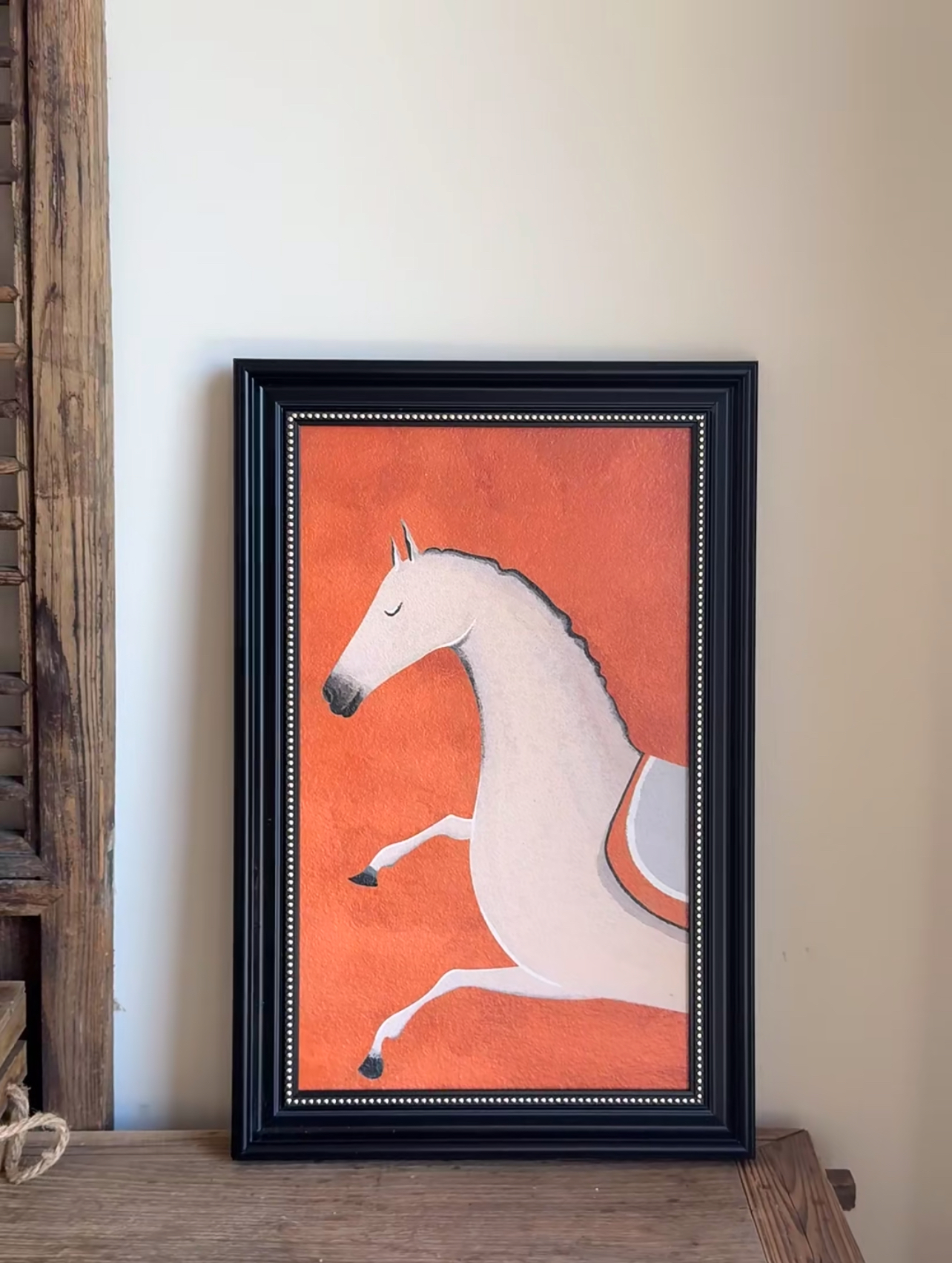 《橙色骏马》 高级感沙发落地画简约餐厅客厅背景墙挂画5070