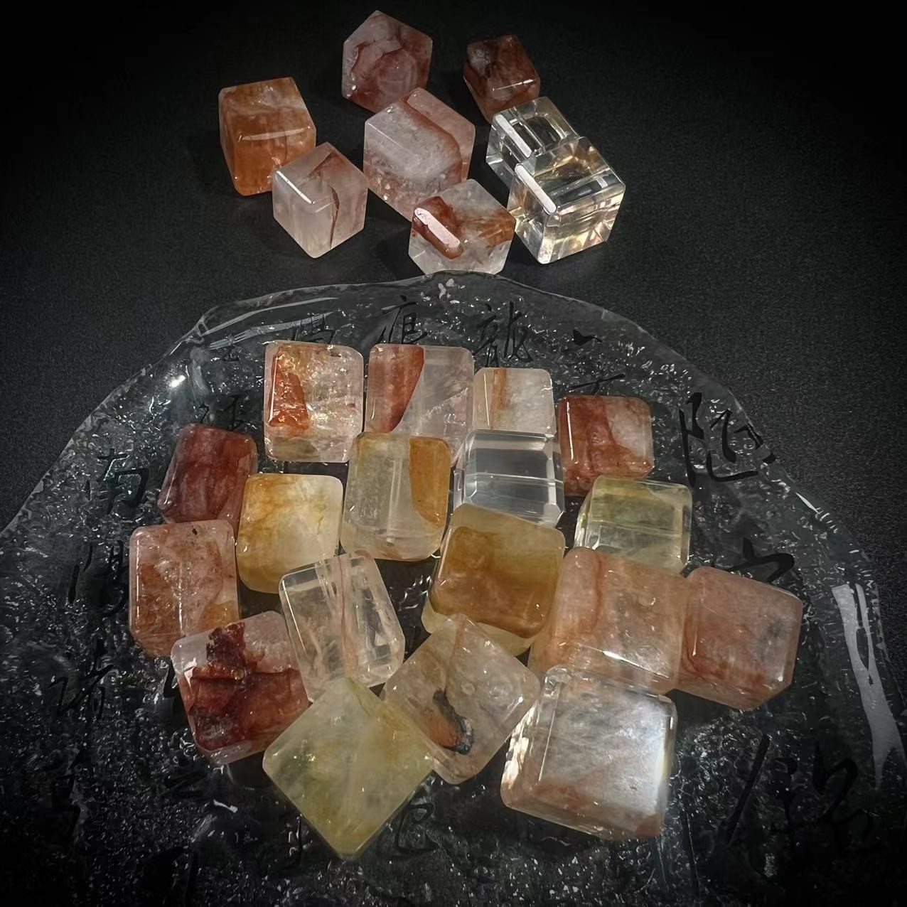 S3946【貝勒爺】红胶花/水晶/方糖吊坠【多样性发其一】