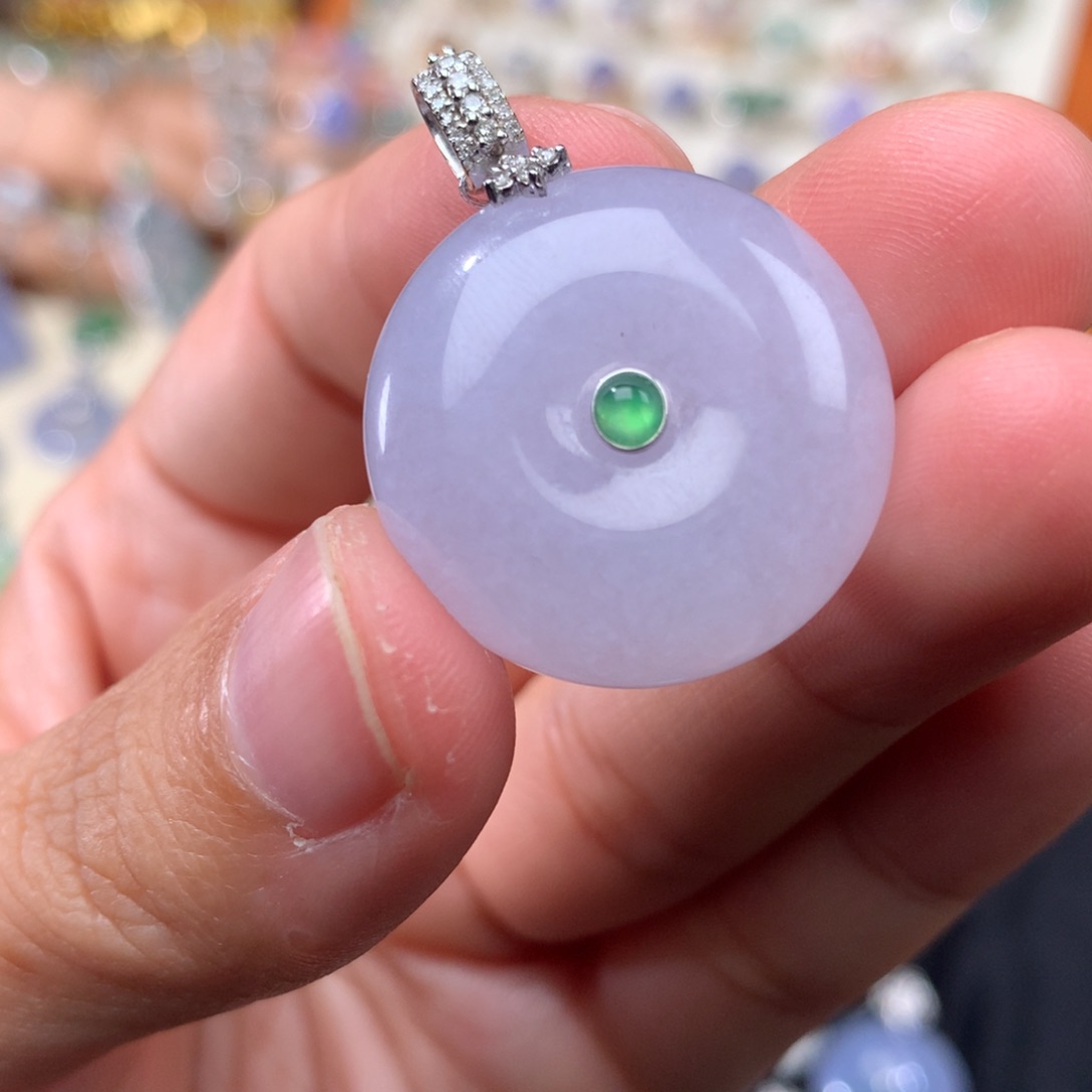 吊坠(不含链)18K金镶嵌翡翠