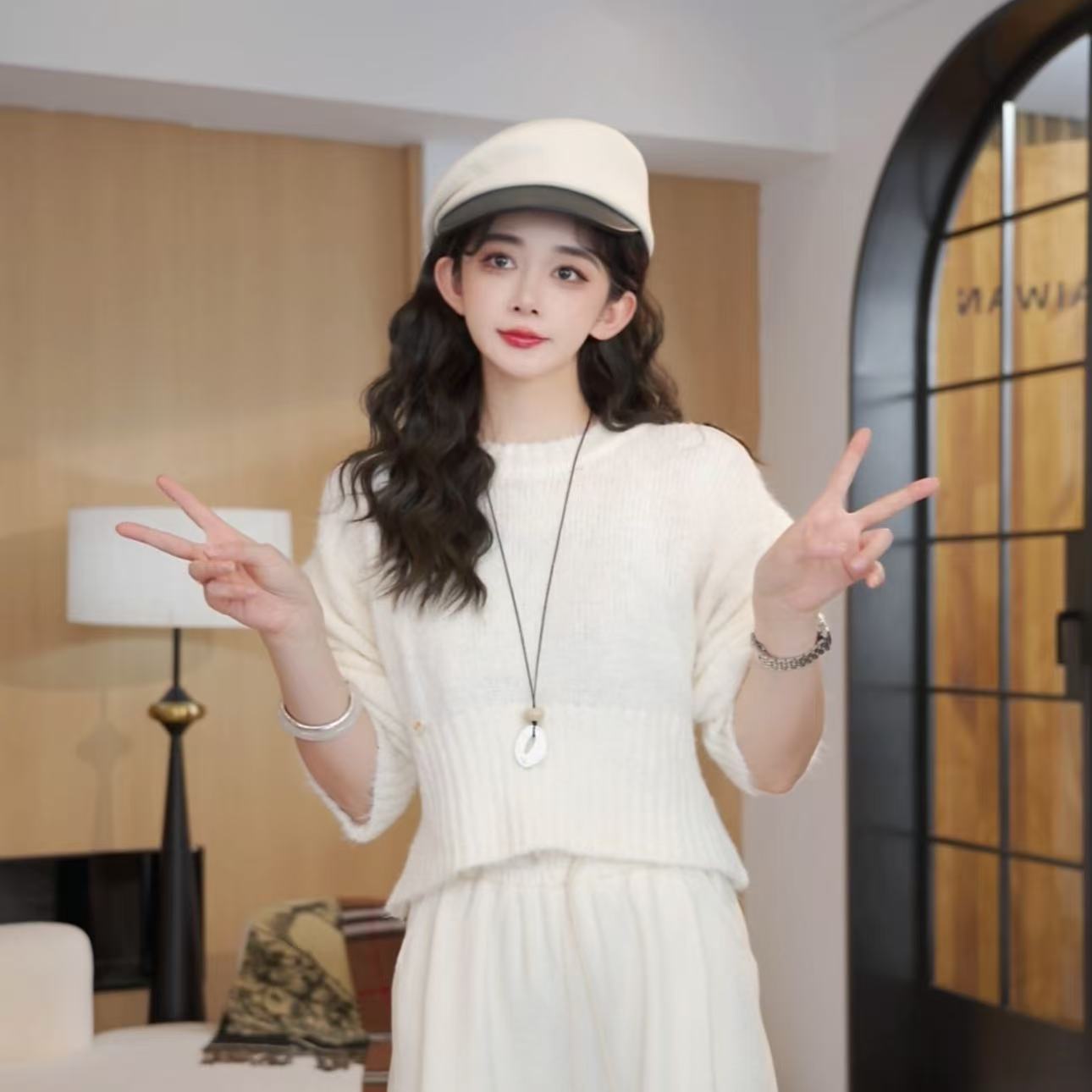 余紫绮【白玉】气质女显瘦洋气休闲百搭毛衣YZ2677107