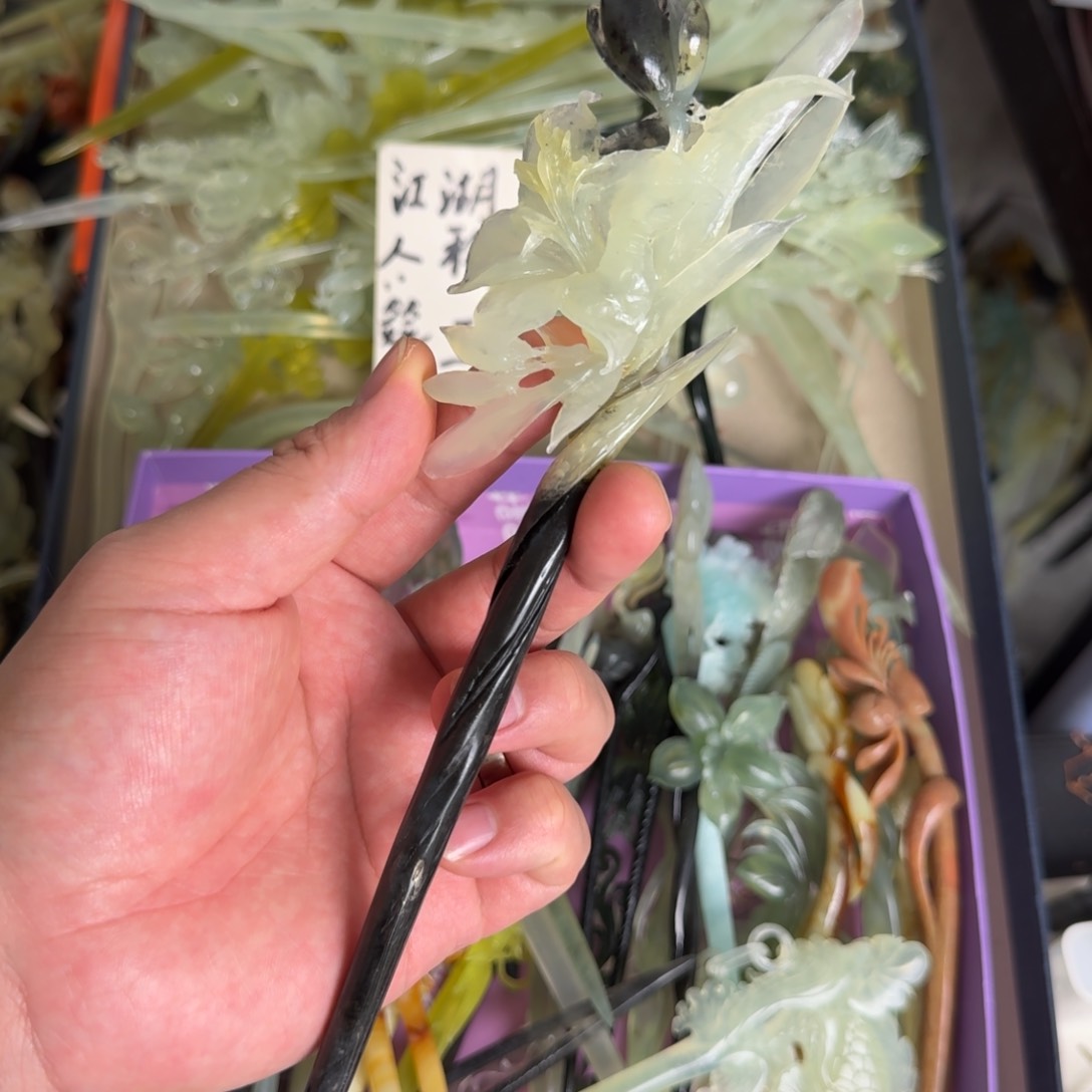 岫玉发饰未镶嵌明君玉簪就是好看