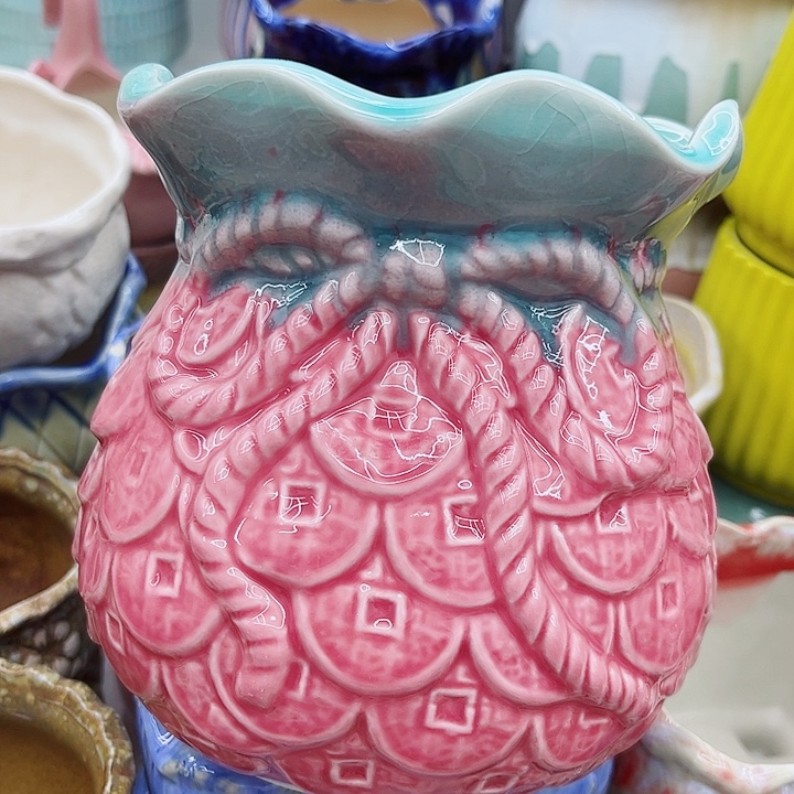 多肉绿植陶瓷花盆9.9包邮，有孔