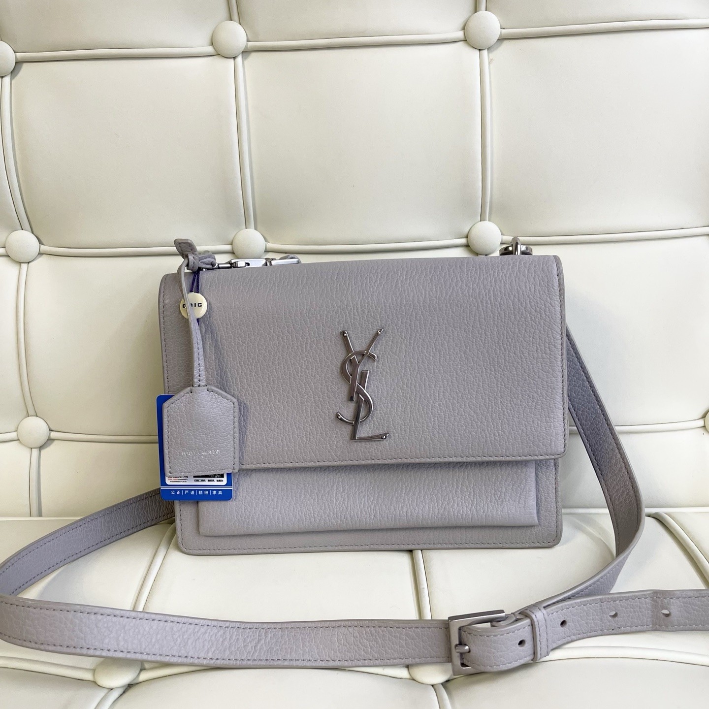 95新 YSL/圣罗兰 119259 ysl圣罗兰灰色中号日落斜挎包