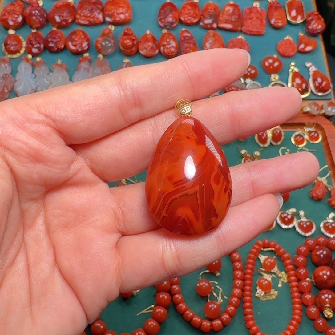 南红玛瑙南红18K金镶嵌