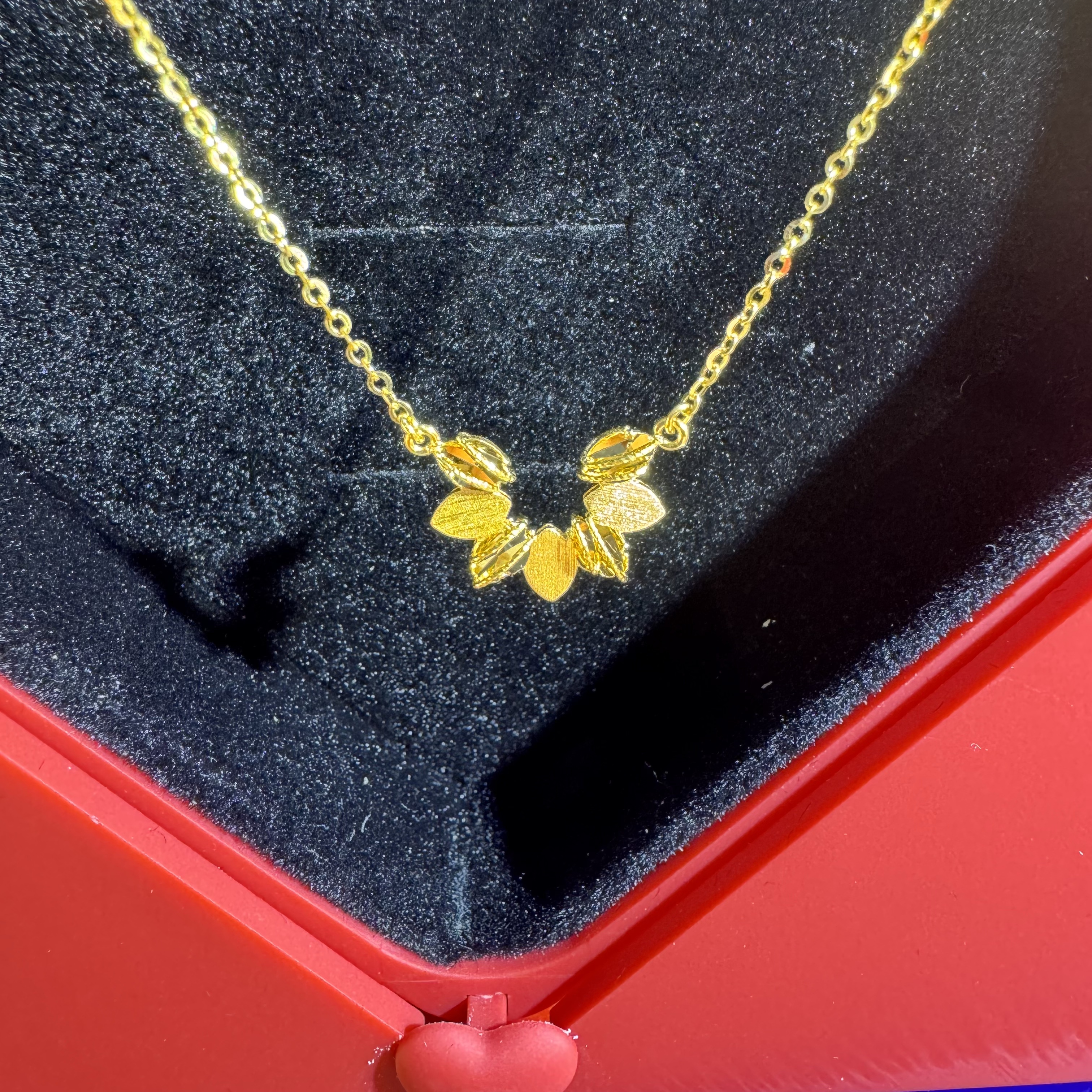 5G黄金足金999丝绸拉丝U形套链轻奢时尚款 23034