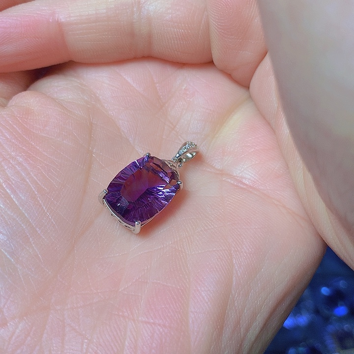 紫晶吊坠(不含链)银S925镶嵌甜*儿