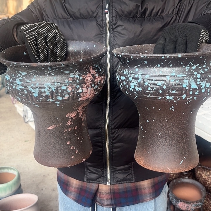 红陶泼墨两个口径21-23