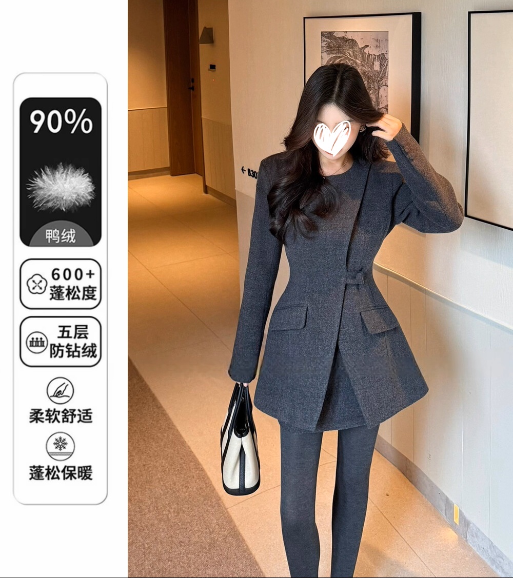 【张白白专属】【羽绒内胆】冬季轻奢时尚小香风千金风法式毛呢气质