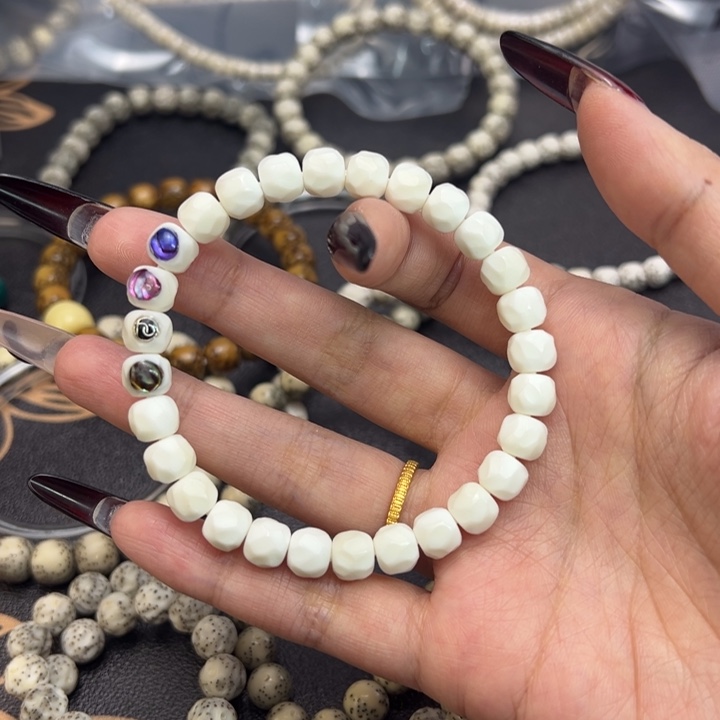 星月菩提手串白玉菩提无相8mm手串镶嵌款