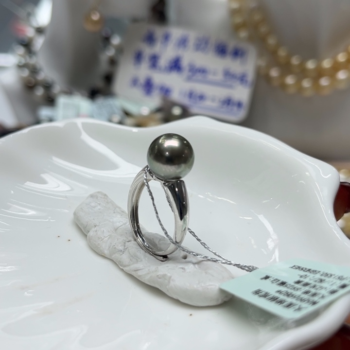 海水珍珠戒指银S925镶嵌10-11