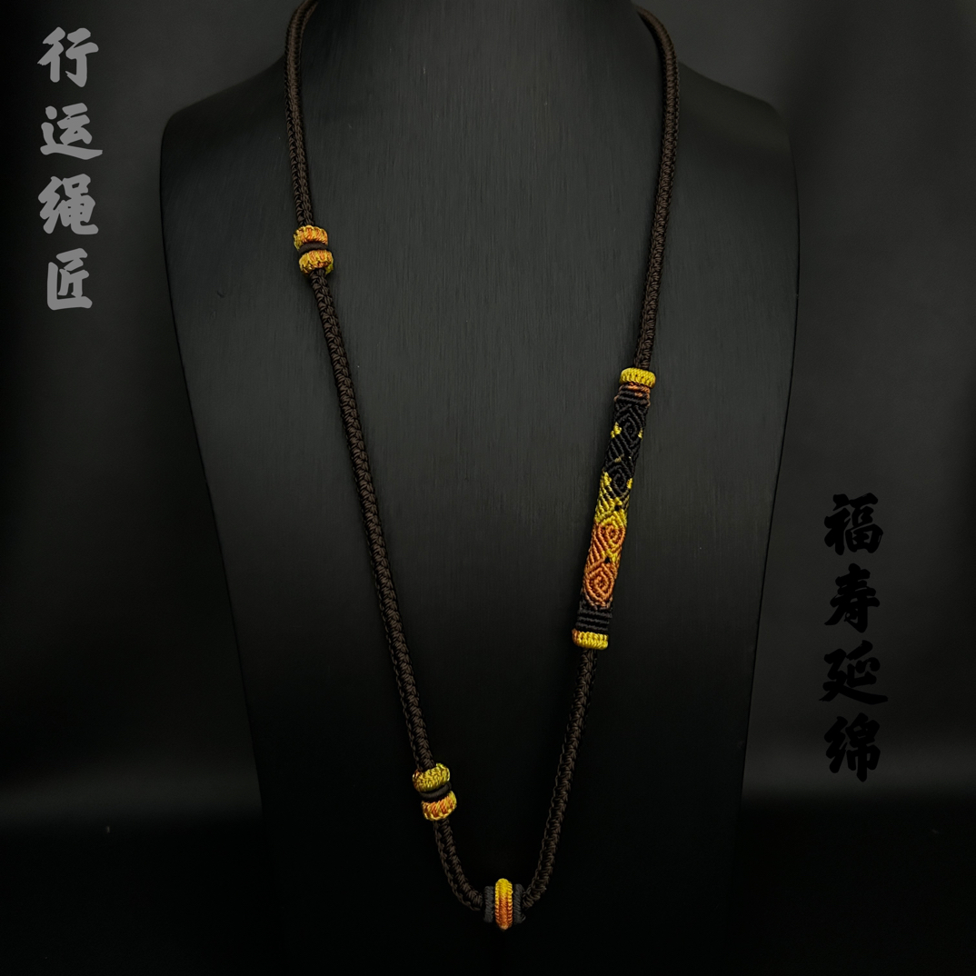 非金属布艺项链 高端纯手工编织唐卡佛牌吊坠挂绳金色奢华库金色