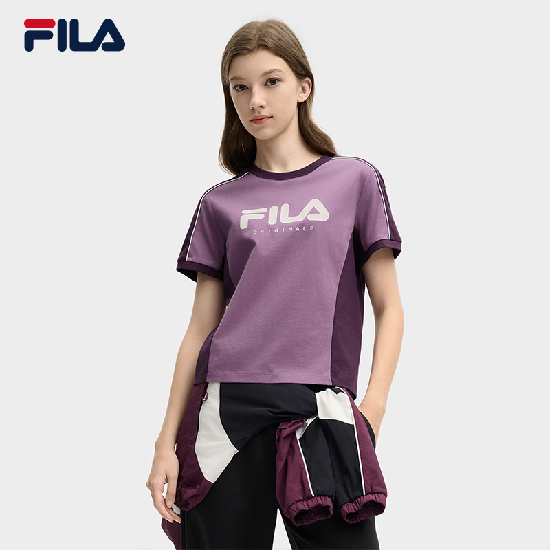 Fila/斐乐新款【撞色拼接】户外女运动短袖亲肤舒适T恤 F11W519101F