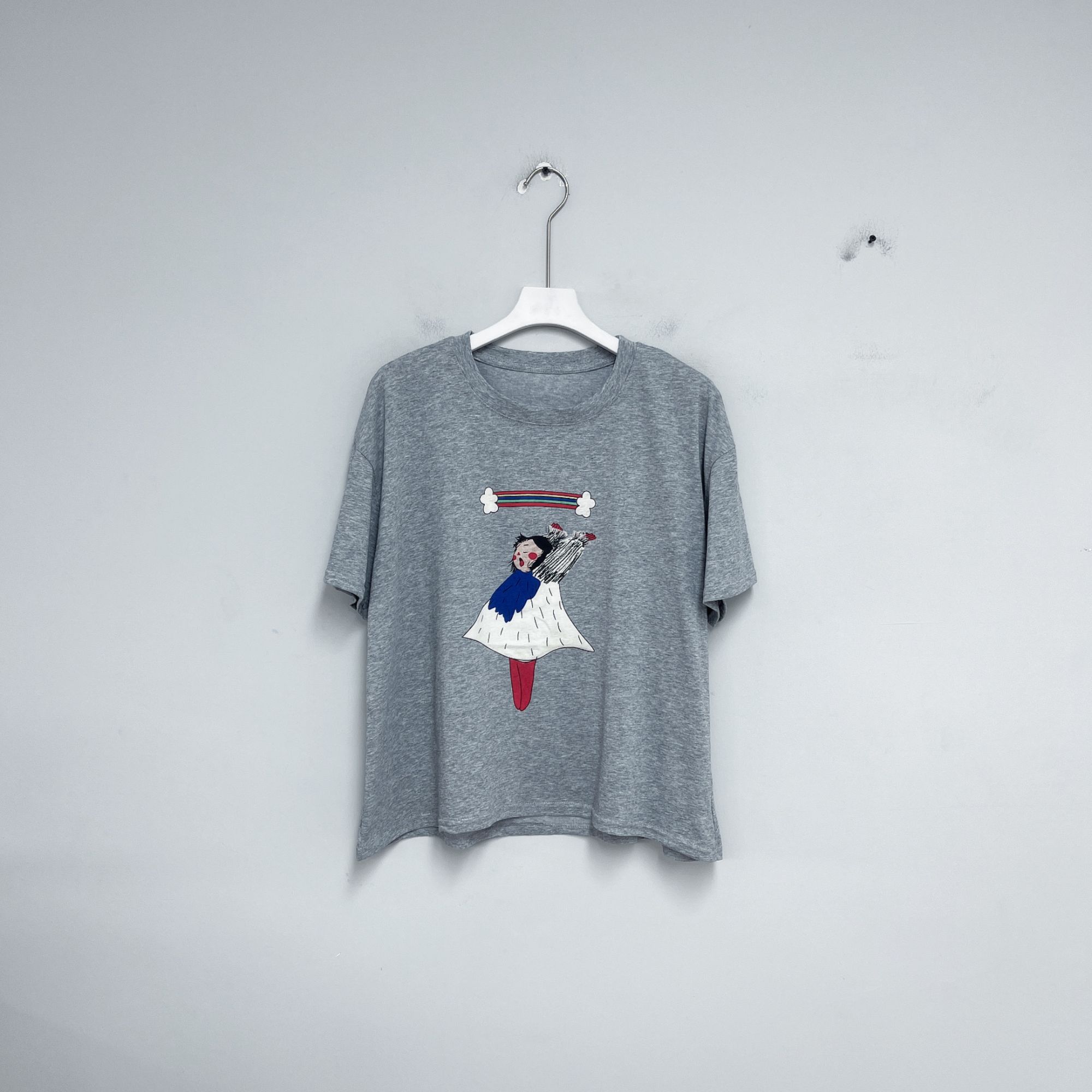 280雪花棉T恤休闲夏季宽松印花圆领卡通衬衫