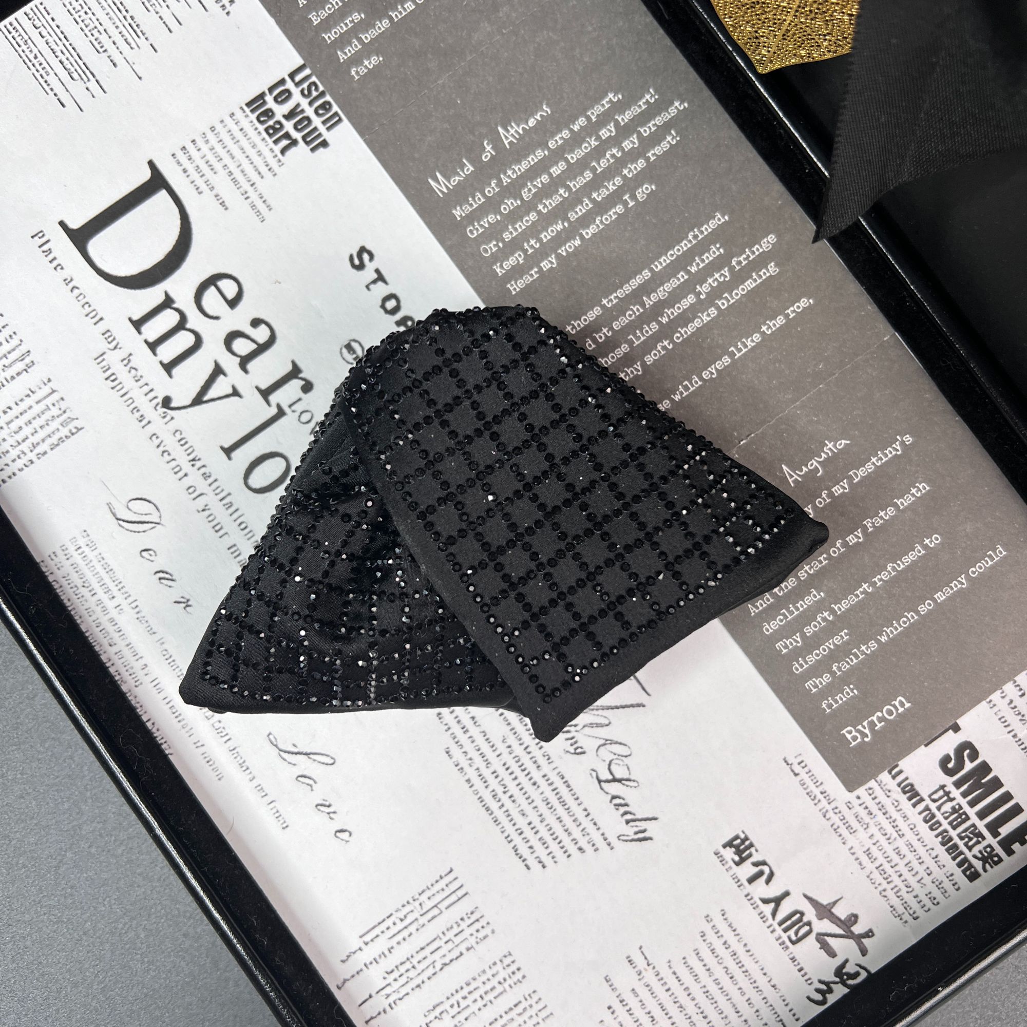 叶之秋巴黎王妃千鸟格路易斯赫本抓夹气质网红黑色粽子夹三角夹