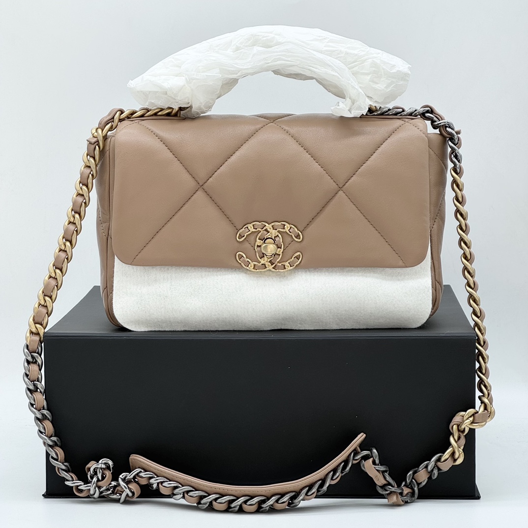 全新未使用 Chanel/香奈儿 经典款 奶茶 19bag 小号 单肩 斜挎包
