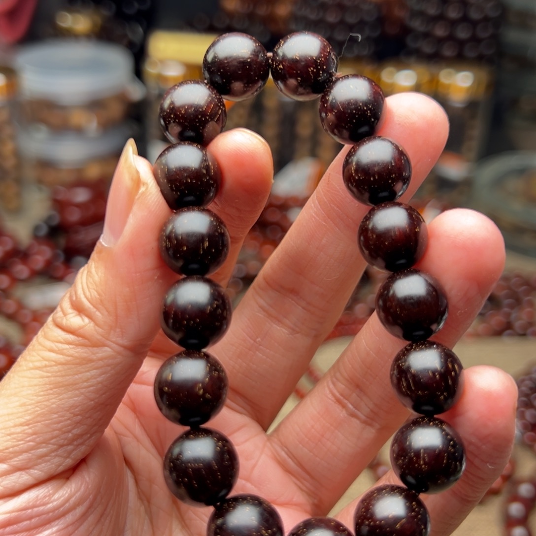 段***云手串/手链檀香紫檀（小叶紫檀）1.2泥料爆满金星