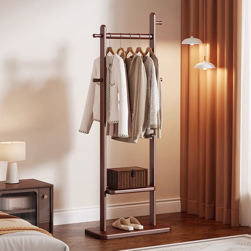 实木落地挂衣架卧室衣帽架家用办公室不占空间简易式房间衣服挂架