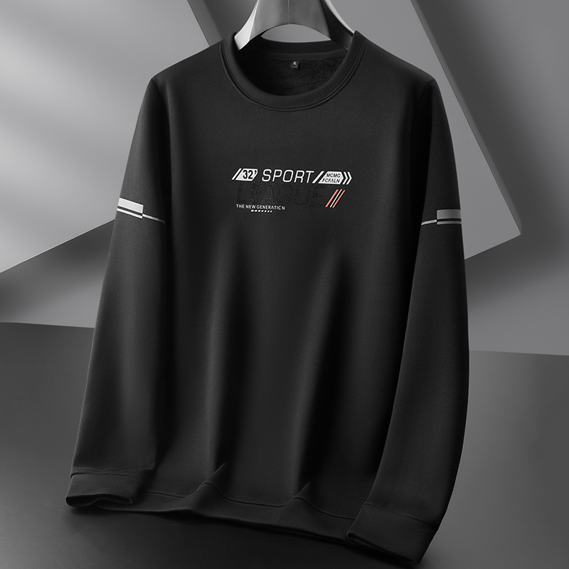 特大码300斤男士加绒卫衣宽松胖子加肥加大圆领打底衫加厚长袖T恤