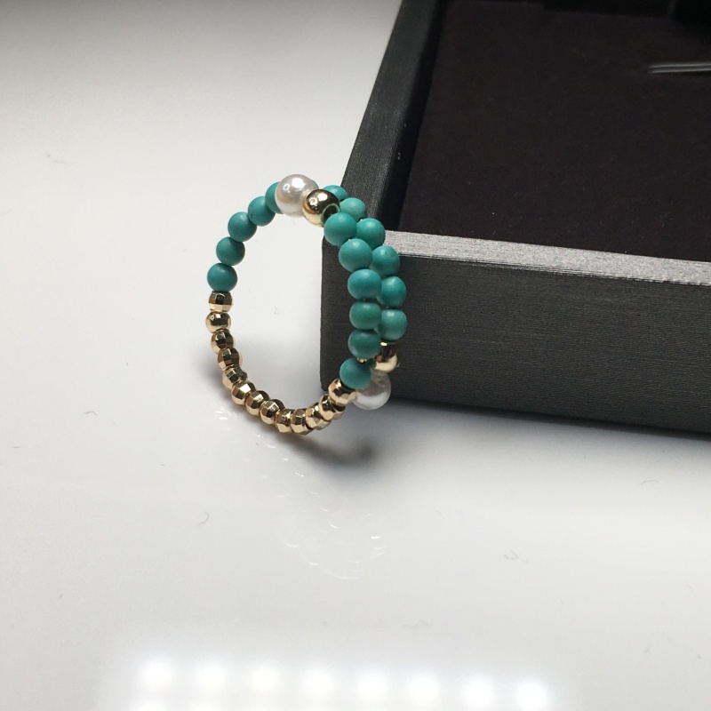 湖北十堰天然原矿绿松石戒圈戒指高瓷高色弹力戒指多样性发货