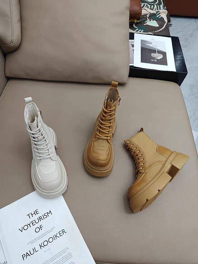 753防水台秋冬薄款秋季英伦风马丁靴厚底筒靴粗跟休闲