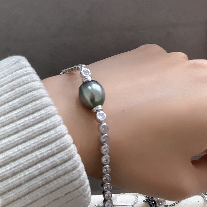 海水珍珠手链银S925镶嵌