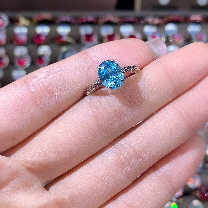 碧玺银S925镶嵌戒指白79