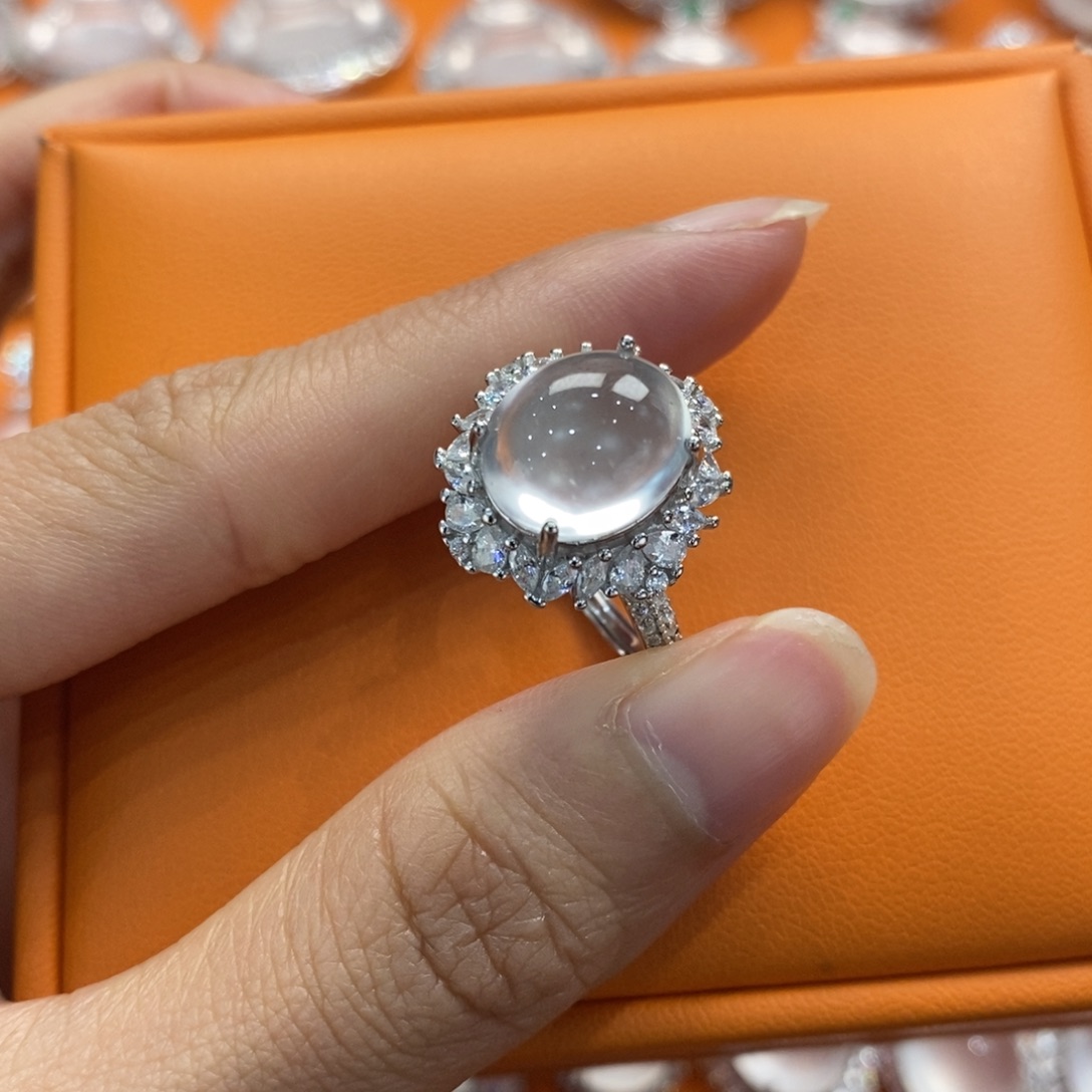 石英质玉吊坠(赠链)银S925镶嵌暖*