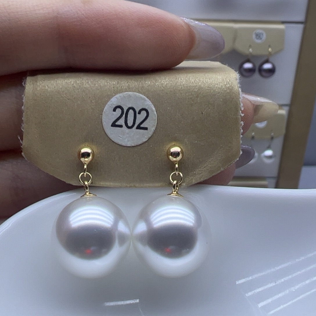 淡水珍珠银S925镶嵌耳饰