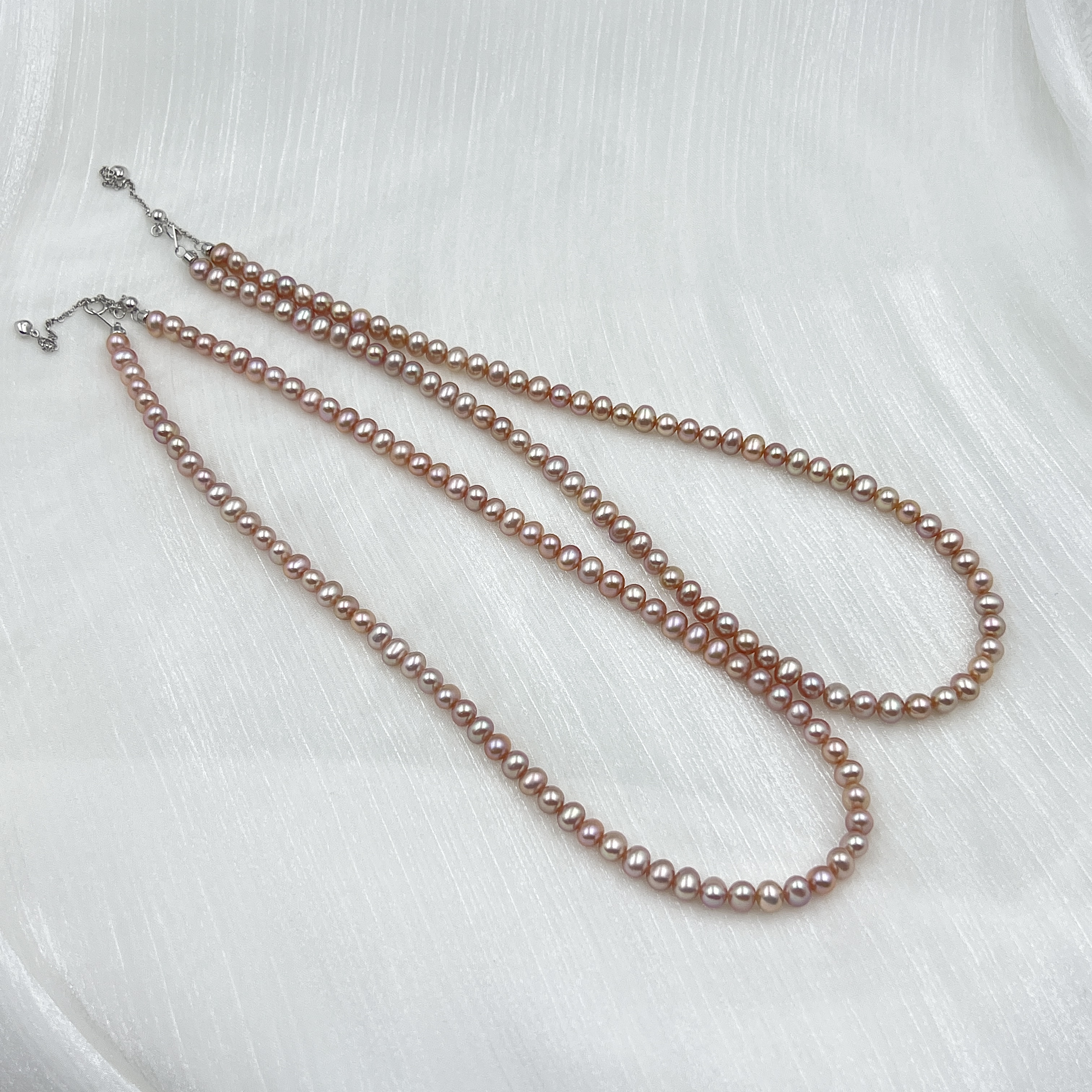【金米】天然淡水无核珍珠项链 近圆5-6mm紫色小米 银扣 多样性发1