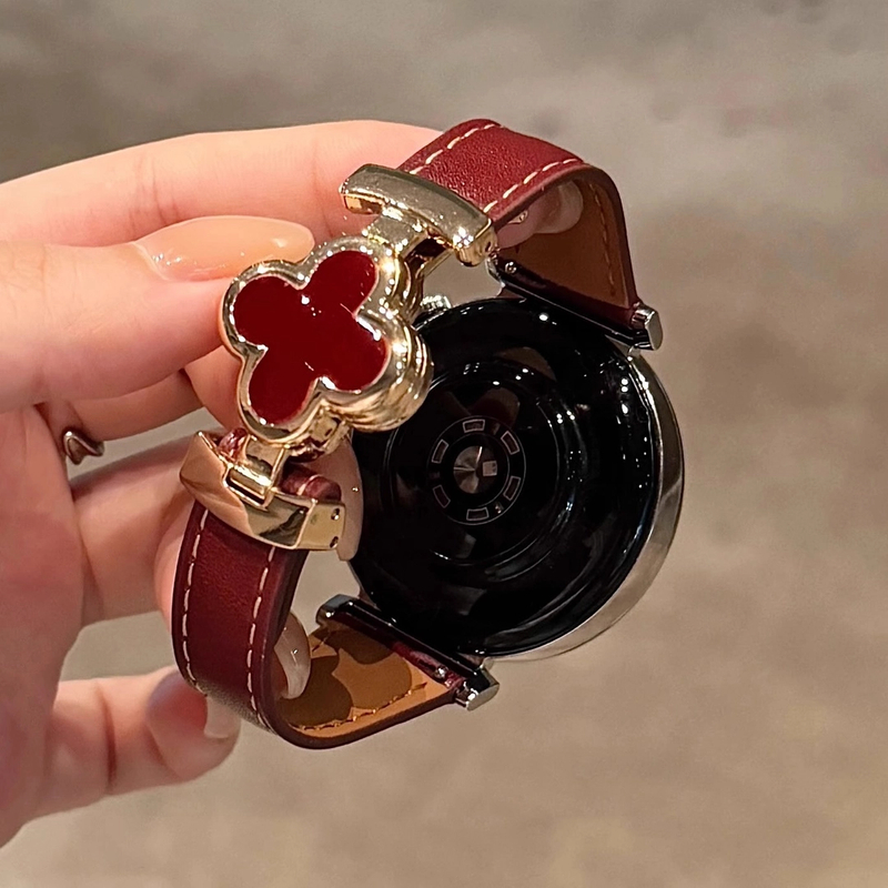 适用华为四叶草磁吸扣皮质手表表带watch3watch4GT2GT4GT5pro轻奢