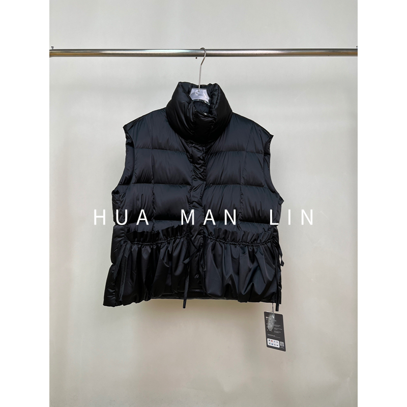 【花满林】站领正门襟捏褶口袋填充物白鹅绒羽绒马夹68170