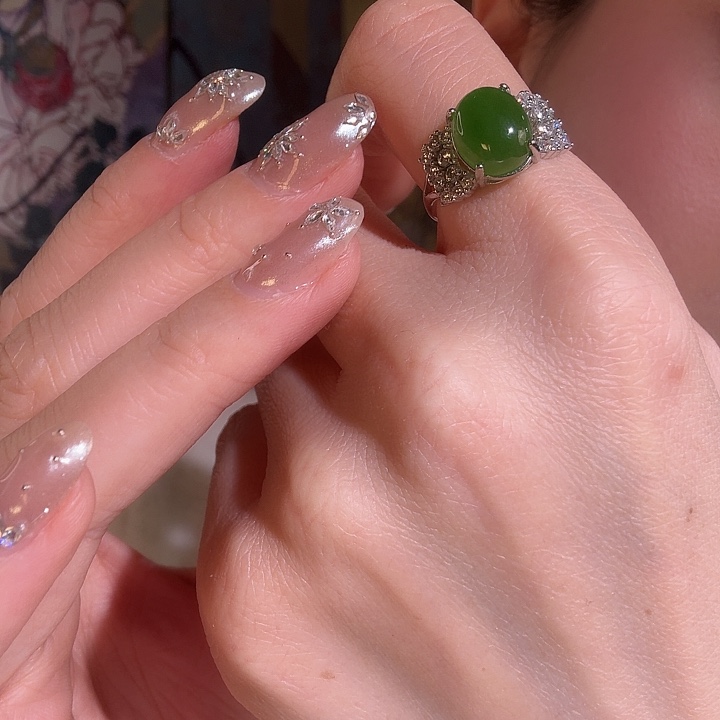 和田玉银S925镶嵌戒指