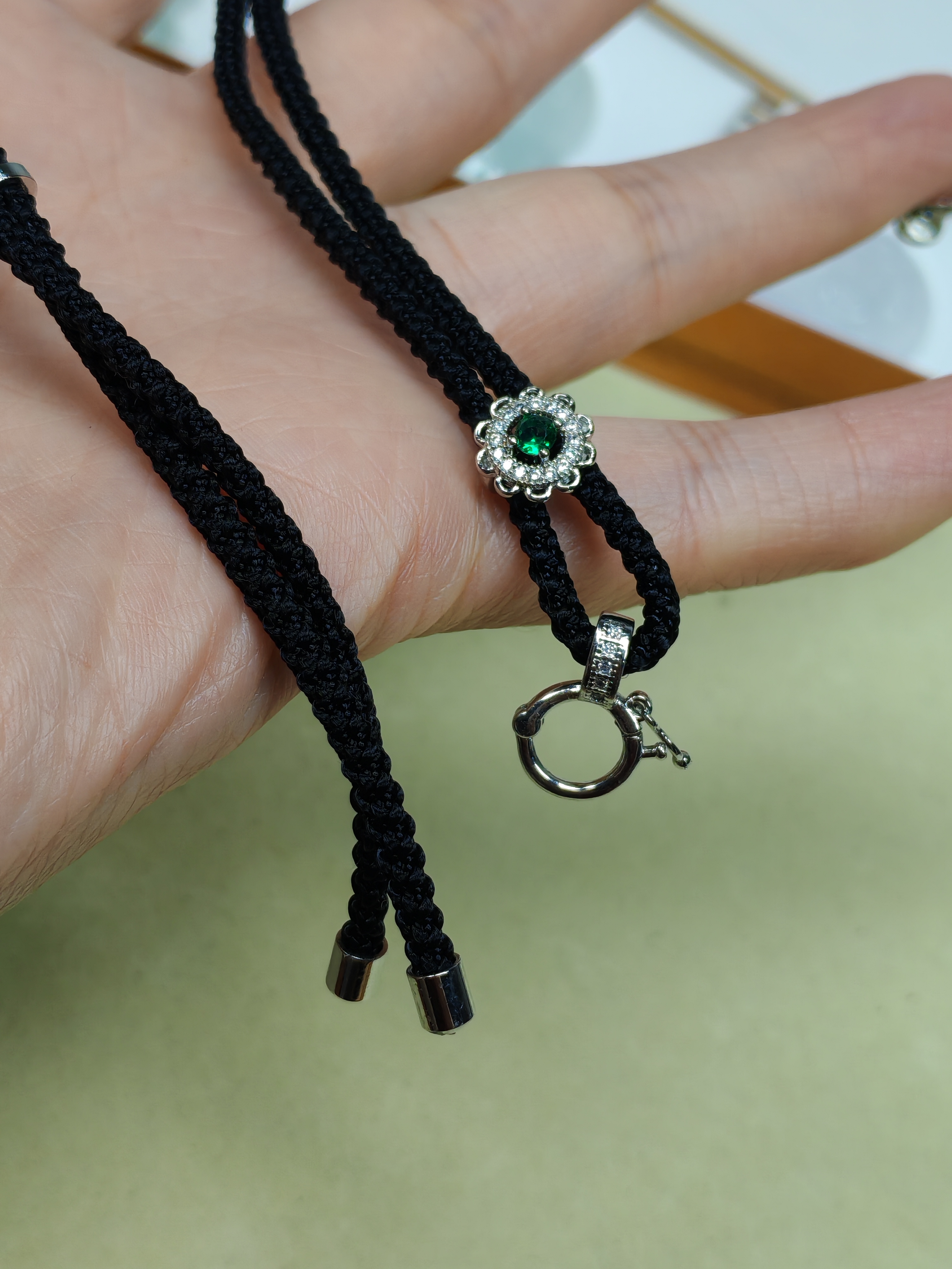 翡翠吊坠绳卡扣绳 黑色绳一根