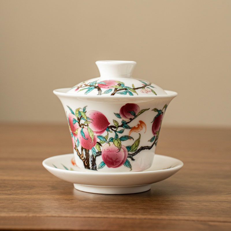 TJ089-九桃三才盖碗【单品包邮偏远除外】