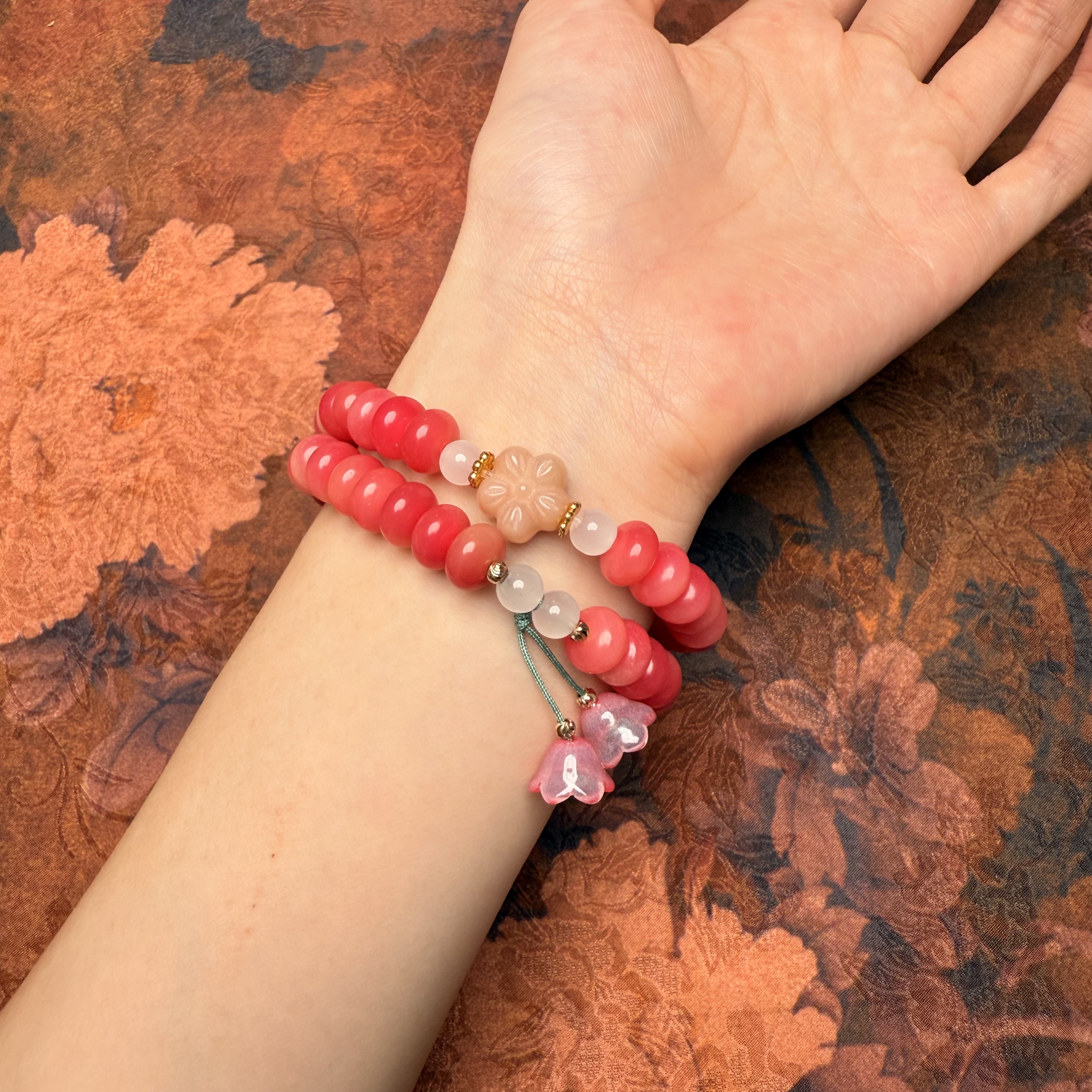 JG0044-粉嫩菩提双圈手串（无礼盒）