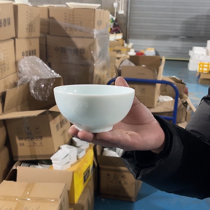 瓷片玉泥青瓷4.5英寸罗汉米饭碗六个，包邮