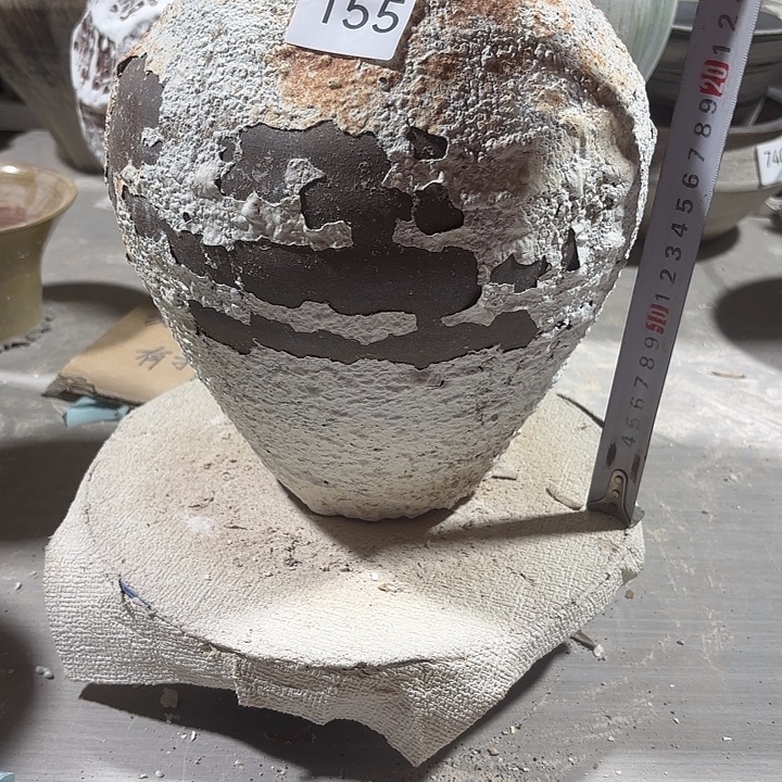 摆件陶高28，口8，无孔155大瑕疵处理