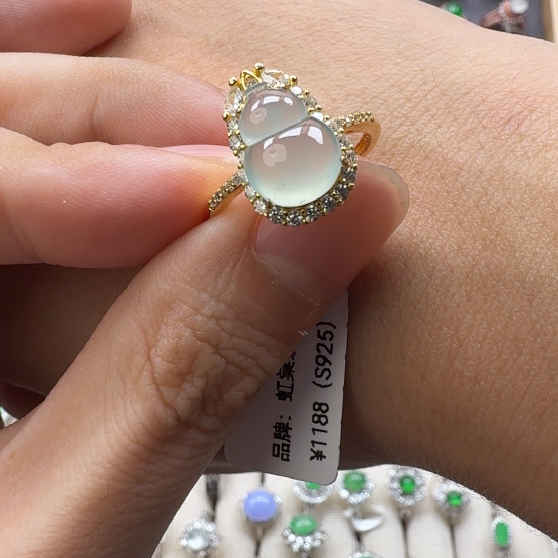 翡翠银S925镶嵌戒指天然缅甸翡翠A货