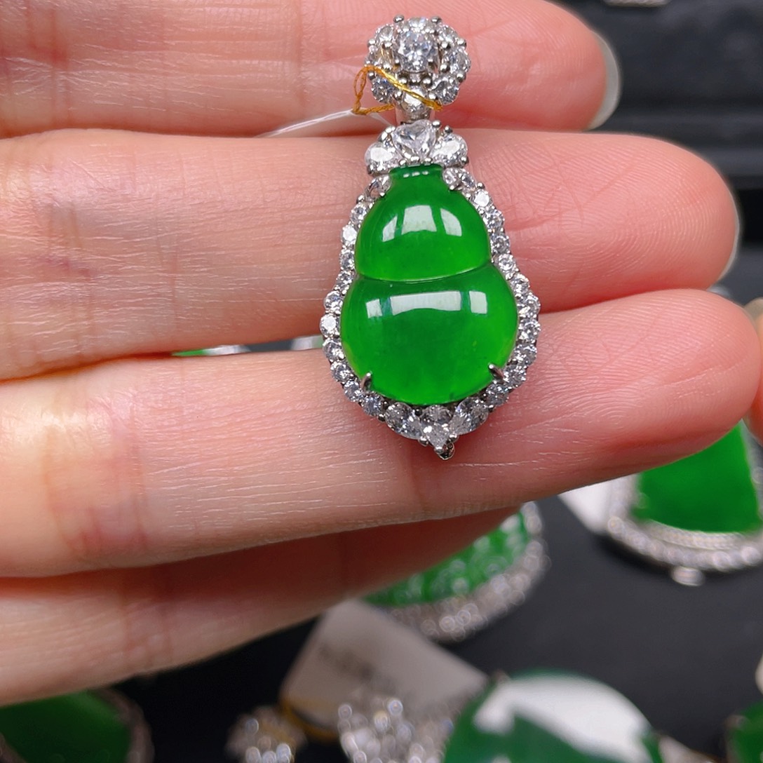 吊坠(不含链)银S925镶嵌翡翠吊坠