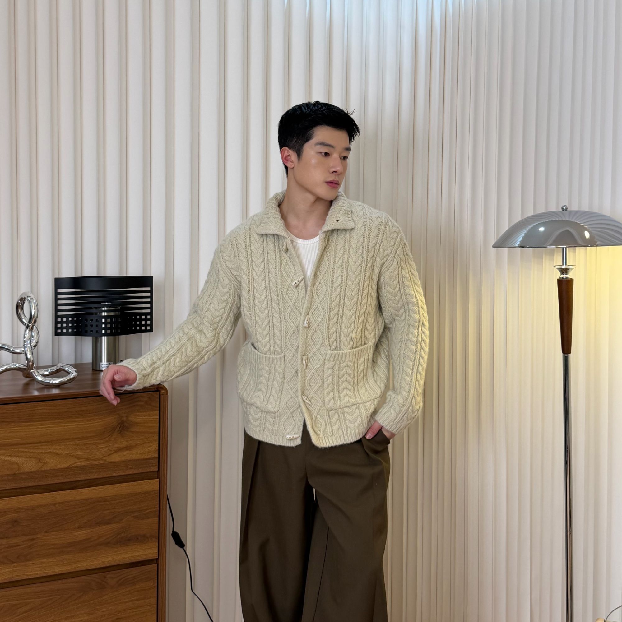 BOYZTUFF 重工牛角扣绞花男装针织外套