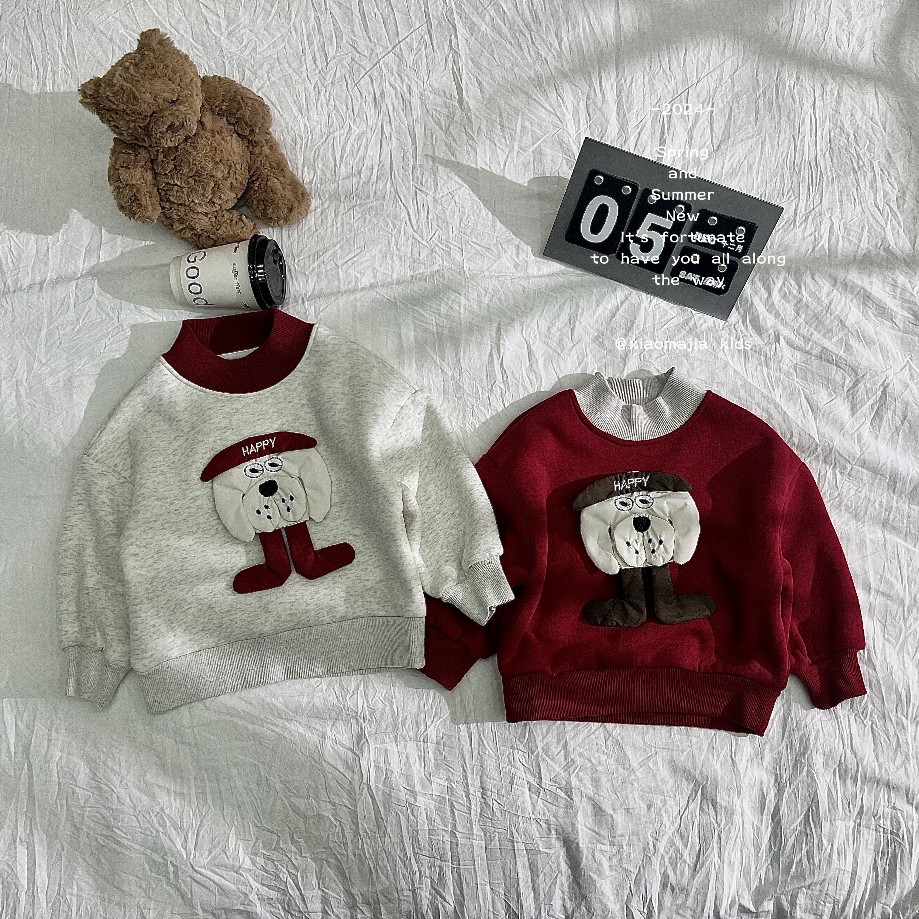 现货-儿童冬季加绒加厚糕糕绒卫衣D-3911宽松纯色个性套头卫衣