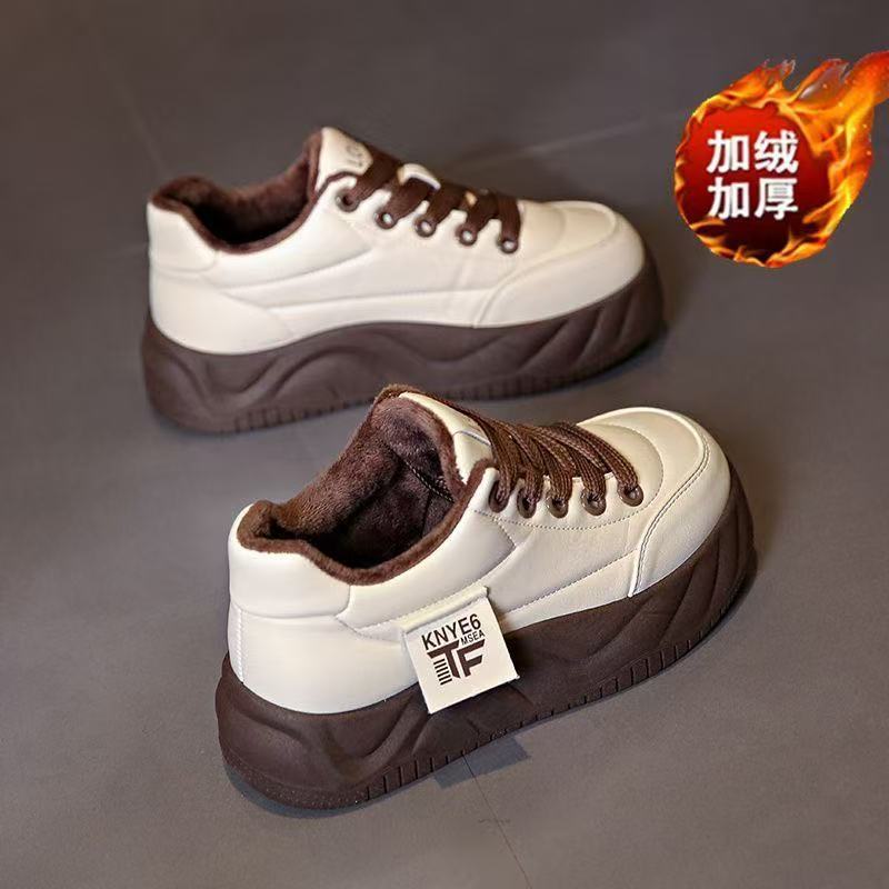 跃步厚底板鞋女2025冬季新款加绒棉鞋爆款鞋运动防滑休闲女鞋201