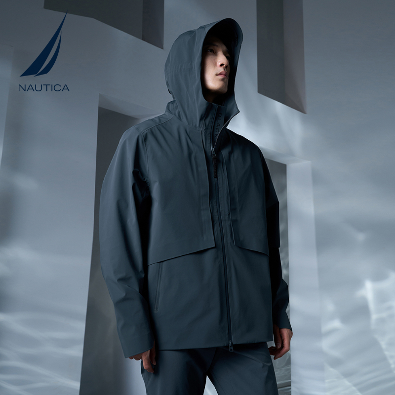 NAUTICA/诺帝卡黑帆限量男装户外防轻泼水防风透气连帽外套JB3112