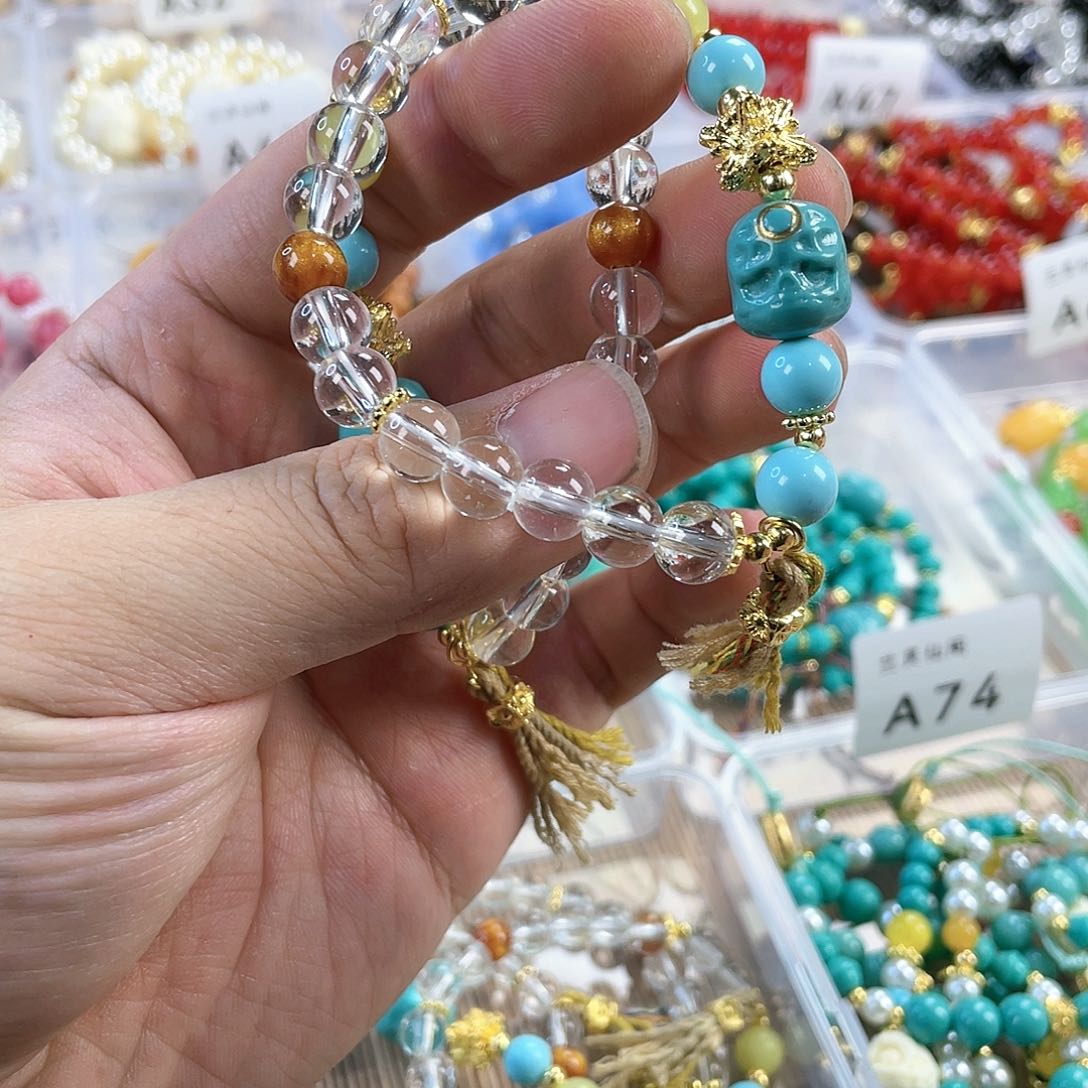 檀香木手串银S925镀金镶嵌