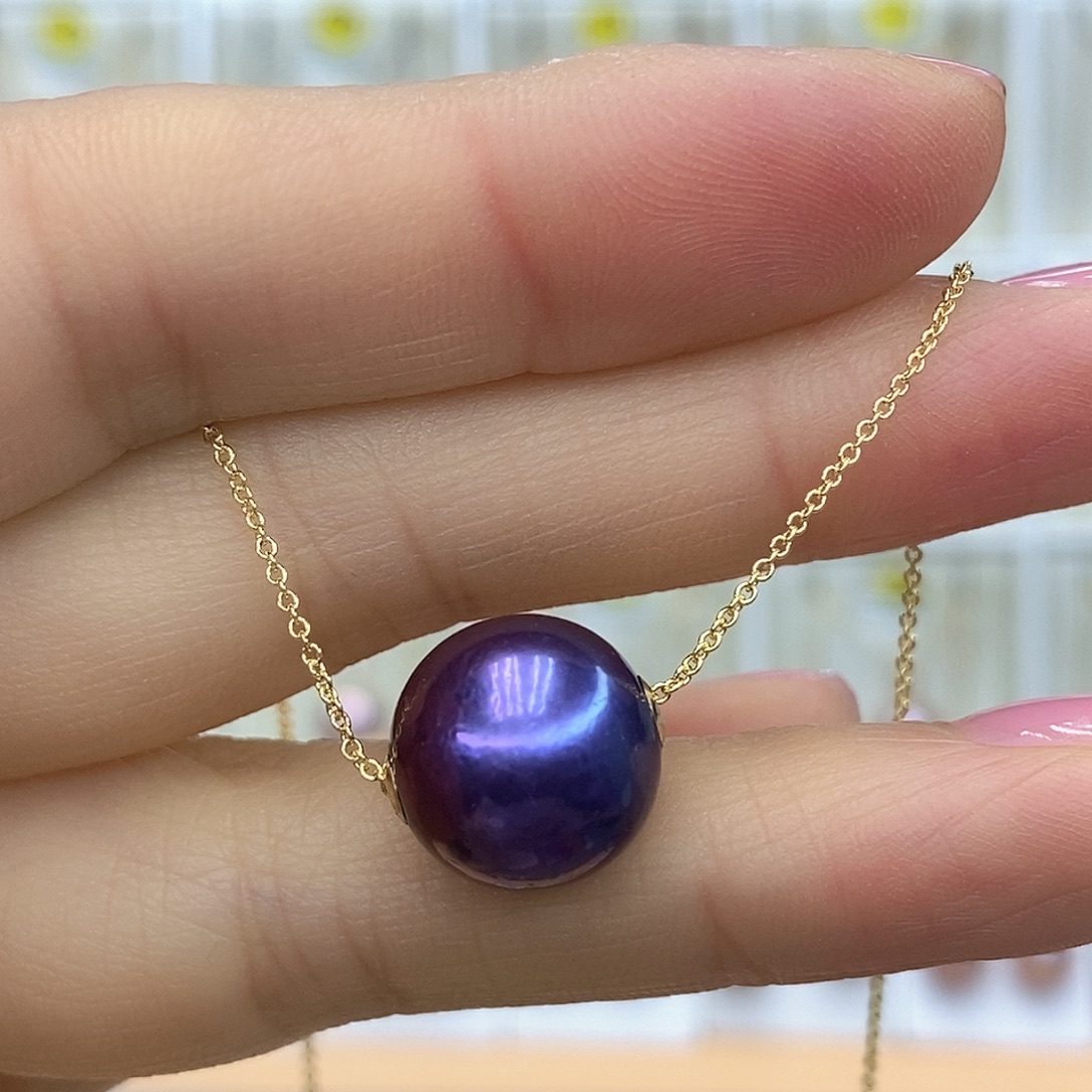 淡水珍珠18K金镶嵌吊坠(赠链)