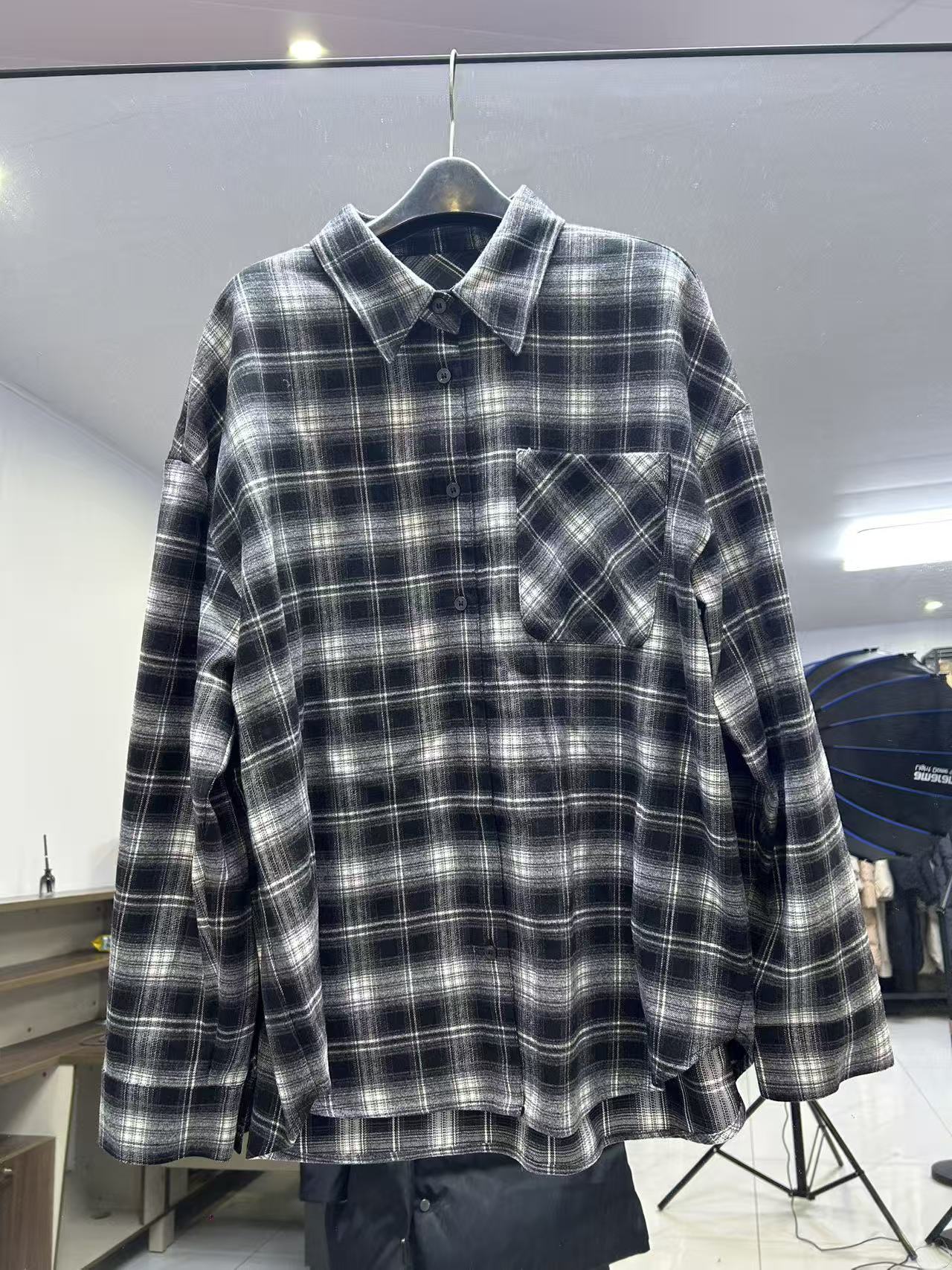 澜裳  元单 韩国超级火设计师R***AIVE磨毛格纹女士衬衫