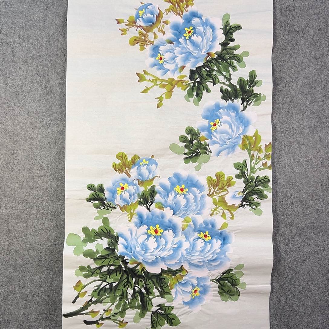 国画103 花鸟在树丛的顶端鸣叫叫声响