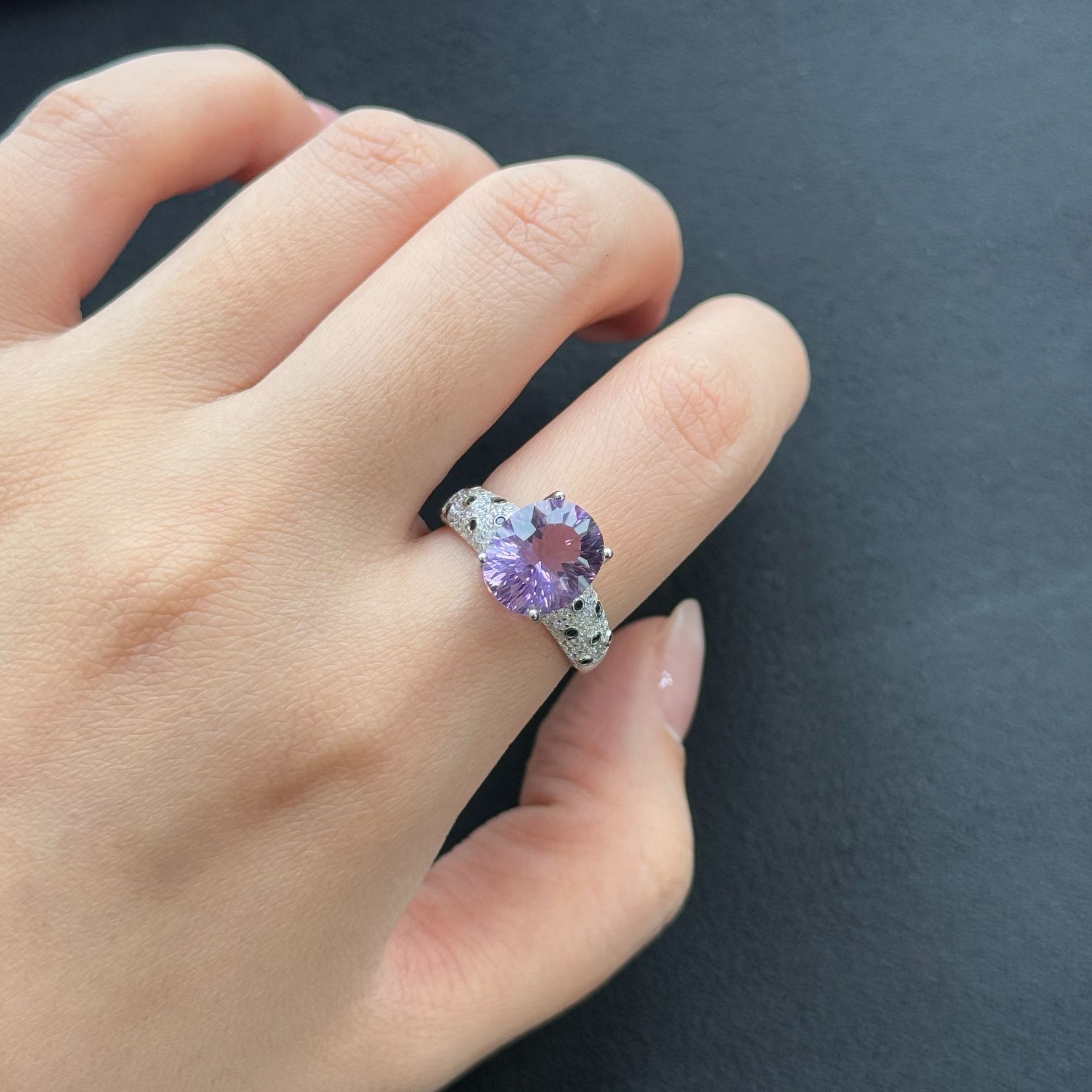 宋雅宋雅蛋面水晶S925银开口戒指（多样性发其一）